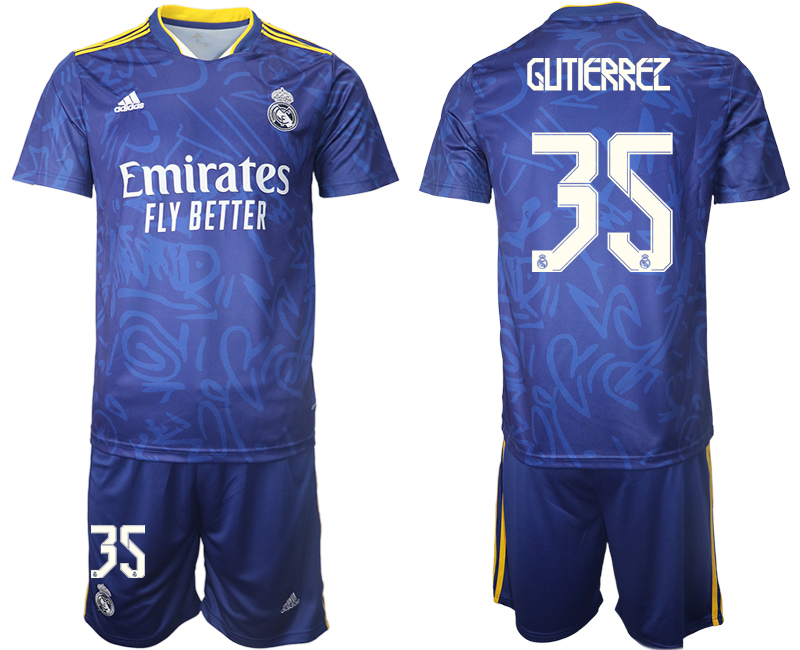 Men 2021-2022 Club Real Madrid away blue #35 Soccer Jersey->real madrid jersey->Soccer Club Jersey